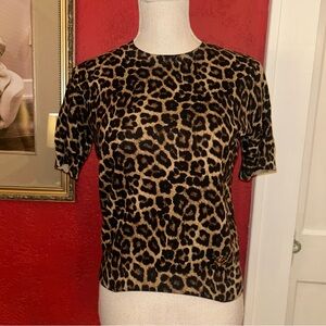 Womens Michael Kors short sleeve Leopard Print sweater size small
